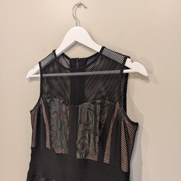 Frank Lyman Design Dress Black Bodycon Edgy Mob Wife LBD Sleek Luxe - Size 10 - Picture 3 of 7